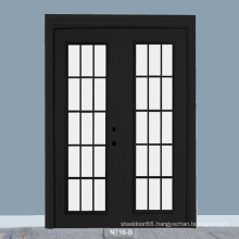 Black Color Modern Design Swing Open Main Entrance double Date Garden Aluminum Door